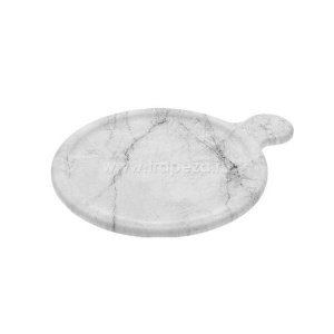 TМА3145: Блюдо для выкладки D45см h1,5см с ручкой, пластик светлый мрамор
