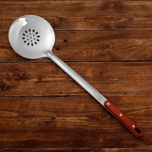 Шумовка для казана 48см, диаметр 14 см, с деревянной ручкой