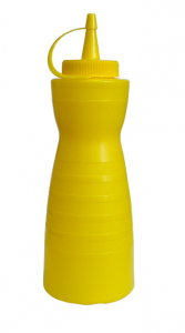 Емкость для соуса 375 мл, фигурная с крышко, желтая